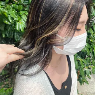 セミロング カラー マンツーマン女性 美容師 奏のヘアスタイル