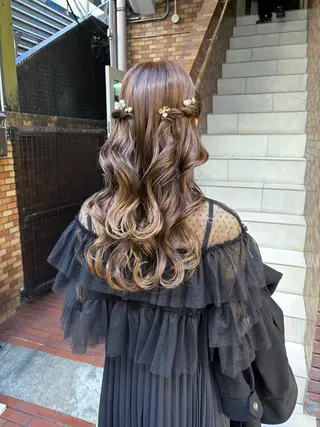 セミロング カラー ヘアアレンジ ハイトーンピンク🍑 ブリーチ🍑RINAのヘアスタイル