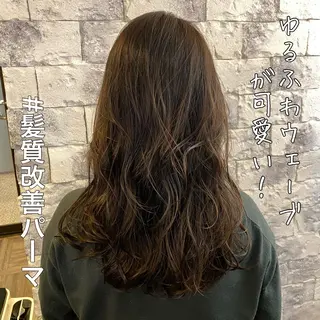セミロング カラー パーマ 美髪矯正 🌈髪質改善 山下のヘアスタイル