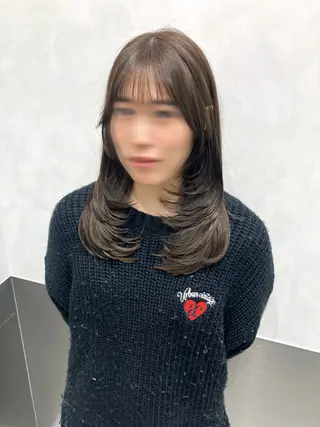 セミロング カラー 💖ブリーチなし透明 感💖ASAHIのヘアスタイル