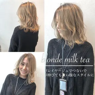 ミディアム カラー 横浜ブリーチムラ直し ハイトーン/ブリーチのヘアスタイル