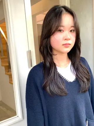 ロング カラー ✨コテ巻き風パーマ ✨川合佑哉のヘアスタイル