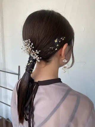 セミロング ヘアアレンジ お呼ばれヘア｜ 金山｜山本夏菜のヘアスタイル