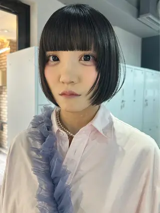 ショート カラー 縮毛矯正×ボブ職人 【圧倒的朝楽ボブ】のヘアスタイル