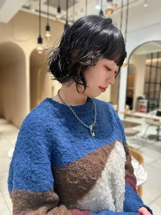 パーマ MIKA/ボブ/ レイヤー/メンズのヘアスタイル