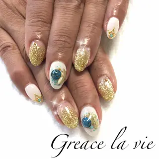 ミディアム カラー パーマ ヘアアレンジ キッズ ネイル マツエク・マツパ Greace la vie所属・Greace  la vieのネイルデザイン