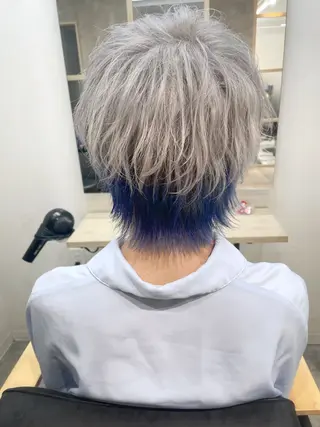 ミディアム カラー メンズ ☁️ケアブリーチ￤ ウルフ￤Shioriのヘアスタイル