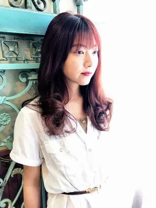 ロング カラー パーマ ヘアアレンジ 表参道Lise おおいしおりのヘアスタイル