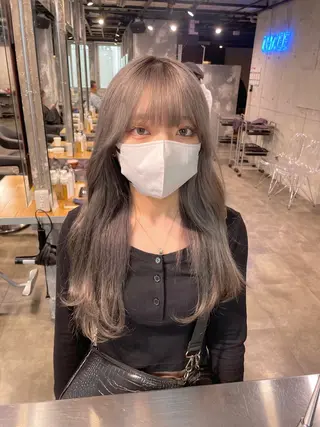 ロング カラー パーマ ヘアアレンジ メンズ 透明感カラー・レイヤ ー🎀amika🎀のヘアスタイル