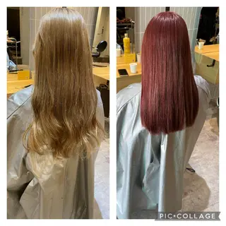 セミロング 複雑履歴に対応ブリー チ無しダブルカラーのヘアスタイル