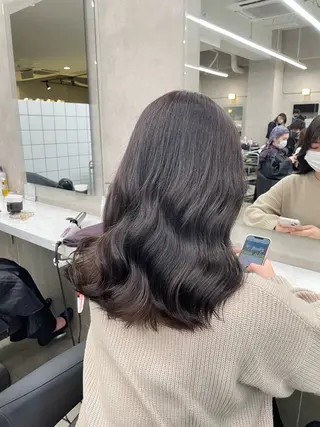 ミディアム カラー パーマ ヘアアレンジ メンズ キッズ 🦋韓国レイヤー｜ 透明感グレージュ🦋のヘアスタイル