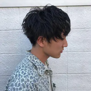 ショート カラー パーマ メンズ ニュアンスパーマ/ レイヤー/茶屋町のヘアスタイル
