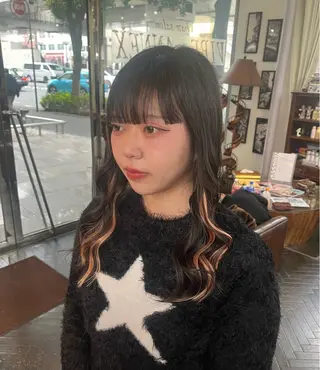 セミロング デザインカラー/ ブリーチ/コーンロウのヘアスタイル