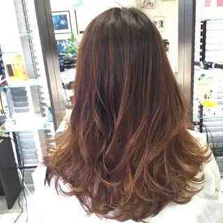 ロング カラー 【南草津】髪質改善 ヘナカラー＆縮毛矯正のヘアスタイル
