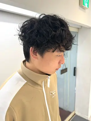 ショート メンズ デジタルパーマ 🌀ボブ　萩原　龍のヘアスタイル