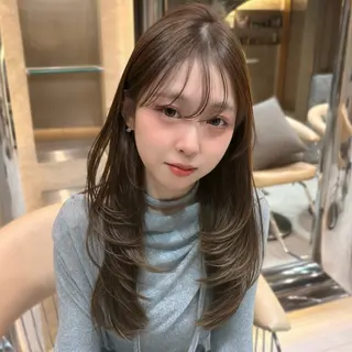 ロング カラー 縮毛矯正・似合わせ タナカ レイヤのヘアスタイル