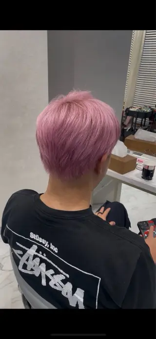 ショート カラー メンズ 🍫ハイトーン✖︎ 髪質改善🍫柴田のヘアスタイル