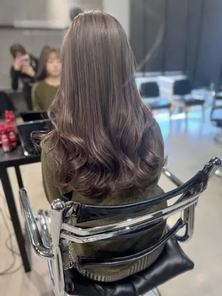 セミロング カラー パーマ ヘアアレンジ 透明感/オリーブ/ グレージュ/YUKAのヘアスタイル