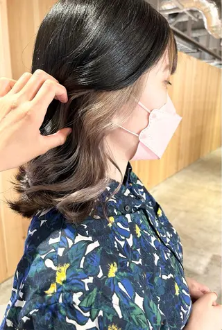 ミディアム カラー スキバサミを使わない カット🌼唯🌼のヘアスタイル
