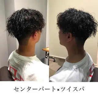 ショート カラー パーマ メンズ 関西センターパート メンズモデル募集のヘアスタイル