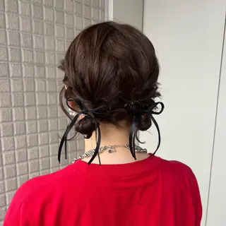 ヘアアレンジ 艶感カラー/オリーブ アレンジ：♡のヘアスタイル