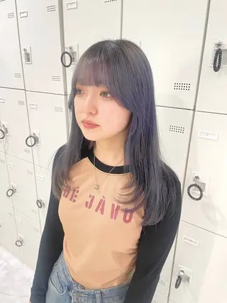 セミロング カラー パーマ ヘアアレンジ メンズ 透明感カラー・レイヤ ー🎀amika🎀のヘアスタイル