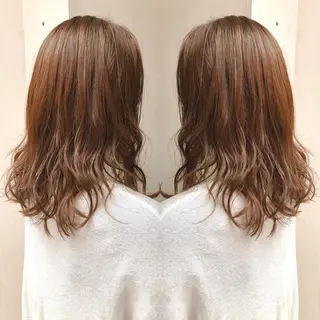 セミロング カラー パーマ 細川 亮のヘアスタイル
