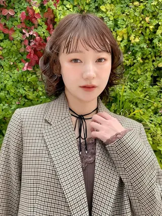 カラー パーマ レイヤー/暖色カラー /パーマ/落合 歩夢のヘアスタイル