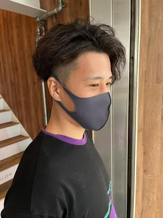 ミディアム パーマ メンズ AVANCE.難波 店長 松元のヘアスタイル