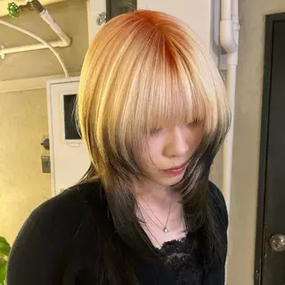 セミロング カラー ヘアアレンジ ボブハイトーン🦖 デザインMAMIのヘアスタイル