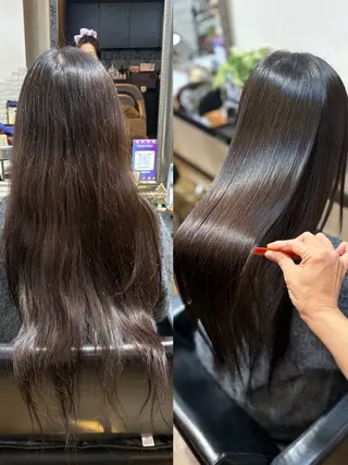 ロング きむえり/髪質改善 /うねり広がり改善のヘアスタイル