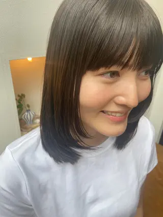 ミディアム カラー 抜け感ボブ×パーマ |kazaneのヘアスタイル