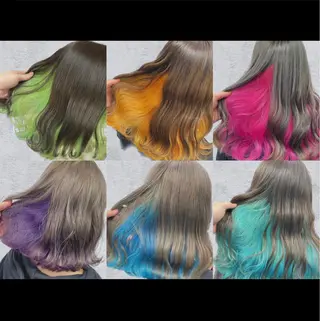 セミロング カラー ブリーチ&エクステ 🥀ケアカラー特化のヘアスタイル