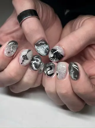 ネイル moca心斎橋店 Aina🐈‍⬛🤍のネイルデザイン