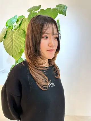セミロング カラー KOGA／ パーマモデル募集のヘアスタイル