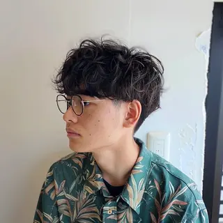 ショート カラー パーマ ヘアアレンジ メンズ EnBlesS西宮 マンツーマン神道有基のヘアスタイル