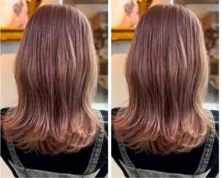 ミディアム 飯星慧斗 /ブリーチ、縮毛矯正のヘアスタイル