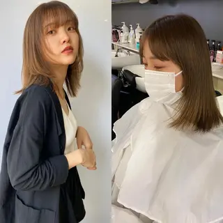 ミディアム カラー Pia ツボイ ケイタのヘアスタイル