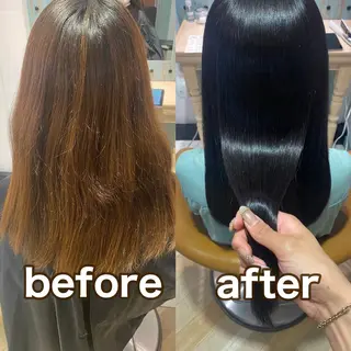 セミロング カラー ブリーチなし 透明感カラー/艶髪のヘアスタイル