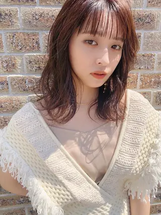 セミロング カラー mimiiy梅田 中崎町ハイトーンのヘアスタイル