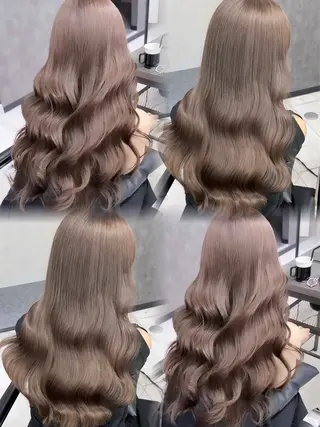 ロング カラー ミルクティー・ピンク 甘モテカラー/emaのヘアスタイル