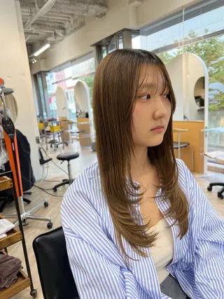 ロング カラー ベージュ/髪質改善 新潟/万代/井上佑のヘアスタイル
