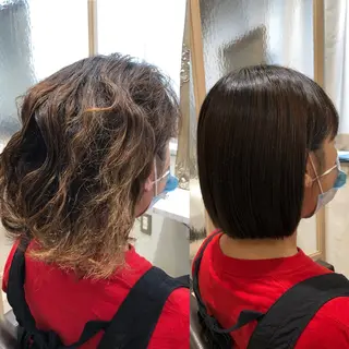 ショート ブリーチ毛の矯正特化 newi 大西将弘のヘアスタイル