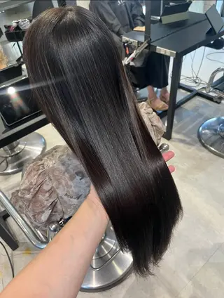 ロング カラー パーマ ヘアアレンジ 透明感/オリーブ/ グレージュ/YUKAのヘアスタイル