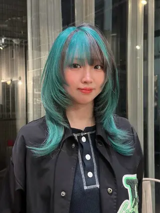 ミディアム デザインカラー/中性 ウルフ/mitsuのヘアスタイル