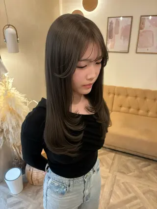 ロング カラー ミルクティ/ピンク/ レイヤー/yuriaのヘアスタイル