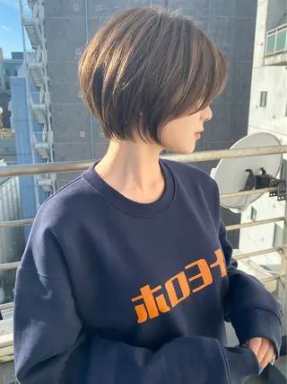 ショート カラー ✨コテ巻き風パーマ ✨川合佑哉のヘアスタイル