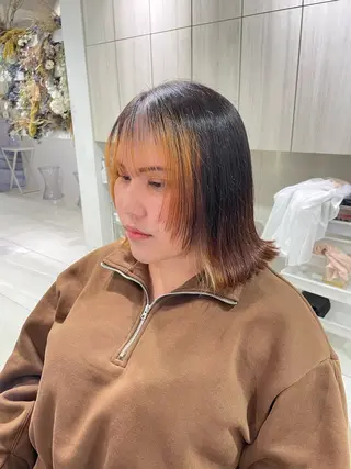 ミディアム ハッシュカット 暖色カラー/伊藤菜月のヘアスタイル