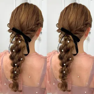 ロング ヘアアレンジ ヘアメ🎀推しカラー 🥣横浜/しほ🧸のヘアスタイル