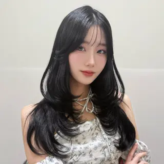 ミディアム カラー モテ韓国ヘア/ レイヤー🤍RIKAのヘアスタイル